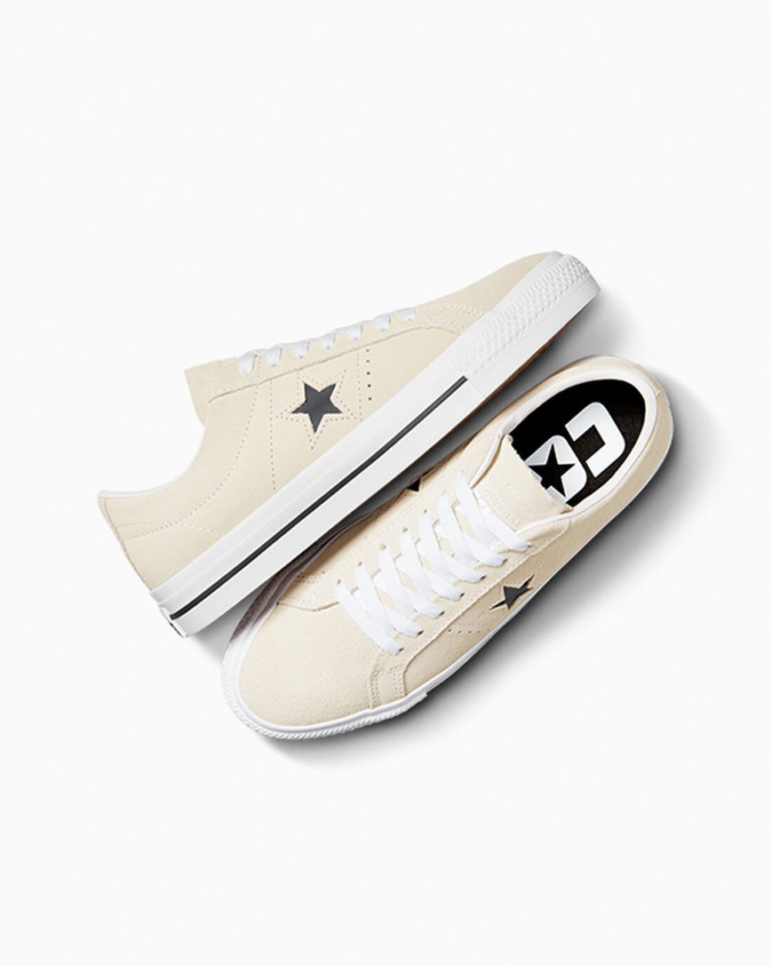 Skate Topanky Converse CONS One Star Pro Semisove Panske Béžové Biele Čierne | SK JCZG113